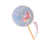 Abanico de bordado de seda china con mango de madera, perfecto para abanico de bordado de