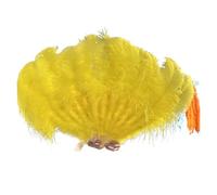 Abanico de Danza de Plumas Abanicos Grandes de 13 Plumas Hueso, 100CM, 130CM, Rosa roja, Abanico Mano for Fiesta Boda, Accesorios for actuación en Escenario para el Escenario(Yellow,Left Hand 130CM)