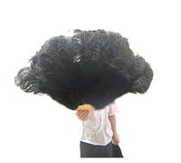 Abanico de Danza de Plumas Abanicos Grandes de 13 Plumas Hueso, 100CM, 130CM, Rosa roja, Abanico Mano for Fiesta Boda, Accesorios for actuación en Escenario para el Escenario(Black,Left Hand 130CM)