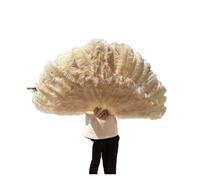 Abanico de Danza de Plumas Abanicos Grandes de 13 Plumas Hueso, 100CM, 130CM, Rosa roja, Abanico Mano for Fiesta Boda, Accesorios for actuación en Escenario para el Escenario(Khaki,Left Hand 130CM)