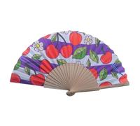 Abanico de Madera con Estampado de Limones o Cerezas, Abanico de Mano Plegable de Tela de 23CM para Actividades de Baile y Decoraciones para Fiestas en hogar, fácil de Transportar y portátil