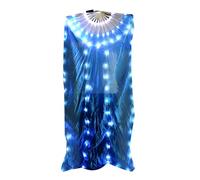 Abanico de madera hecho a mano con LED, diseño de mano derecha, ventilador largo de seda iluminado para bailarines e intérpretes o ejecutantes, baile flexible