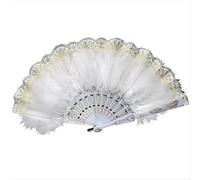 Abanico de mano blanco oscuro vintage plegable y abanico de jade de mano para decoración de fiestas, bodas y bailes.