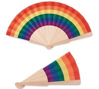 Abanico de mano con diseño de arcoíris, abanico de madera, abanico plegable, abanico de verano, bandera del orgullo, bandera del arco iris, bandera de arcoíris, muestra tolerancia LGBT y diversidad,