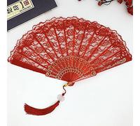 Abanico de mano de encaje,abanicos de boda,vintage,plegable,compartimentos plegables espa?oles victorianos para refrescarse en verano,bodas,fiestas,Halloween,carnaval,carnaval,danza fans,rojo