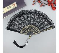 Abanico de mano de encaje,abanicos de boda,vintage,plegable,compartimentos plegables espa?oles victorianos para refrescarse en verano,bodas,fiestas,Halloween carnaval,carnaval,danza fans,negro