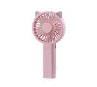Abanico de mano pequeño con orejas de gato, mini ventilador portátil a pilas con fuerte viento y bajo nivel de ruido para mujeres y niños.