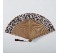 Abanico de Mano Plegable, Abanico de Mano Abanico de Mano de bambú Abanico de Mano Plegable con Estampado de Leopardo y Flores Abanico de Mano Plegable con Estampado de Leopardo