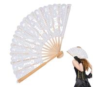 Abanico de mano, plegable, abanicos decorativos de encaje con varillas para actuaciones, bailes, bodas, iglesias, fiestas y regalo