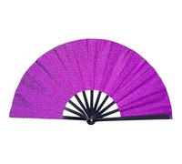 Abanico de mano plegable con purpurina de 10 pulgadas para Kung Fu Tai Chi, ventilador grande de arcoíris degradado para festivales de música, rave, accesorio de rendimiento de costilla de plástico