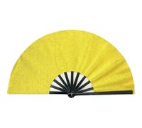 Abanico de mano plegable con purpurina de 10 pulgadas para Kung Fu Tai Chi, ventilador grande de arcoíris degradado para festivales de música, rave, accesorio de rendimiento de costilla de plástico