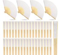 Abanico de mano plegable de bambú de papel, abanicos personalizados para boda, decoración de fiesta, artesanía, abanico plegable DIY para decoración del banquete de boda, 1-50 Uds. 4pcs