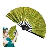 Abanico de mano plegable grande para mujer, accesorios de con marcos de madera para baile, , boda, actuación