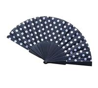 Abanico De Mano Plegable, Lunares Blancos Abanicos Plegables Decorativos Abanicos Españoles Negros Abanicos Chinos Japoneses Hechos A Mano Clásicos para Fiesta De Baile Boda Decoración del Hogar