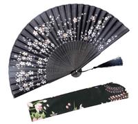 Abanico de mano plegable OMyTea para mujer, estilo retro vintage chino/japon s, con funda de tela para protecci n, Little Sakura