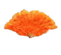 Abanico de Mano Plegable para Damas, 1-2 abanicos de plumas de 90-130 cm, grandes, plegables, for carnaval, escenarios, actuaciones, etc.(Orange,130CM)