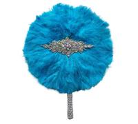 Abanico de Mano Plegable para Damas, Abanico de mano de plumas for novia, hecho a mano, con encaje de piedras africanas, ideal como regalo de boda o fiesta, decoración de boda.(Color-4)