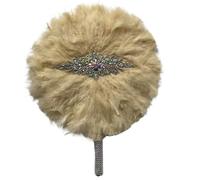 Abanico de Mano Plegable para Damas, Abanico de mano de plumas for novia, hecho a mano, con encaje de piedras africanas, ideal como regalo de boda o fiesta, decoración de boda.(Color-10)