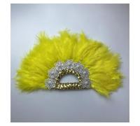Abanico de Mano Plegable para Damas, Abanico de plumas hecho a mano con encaje for danza, ideal como regalo de boda o fiesta, decoración de boda.(Double Side3)