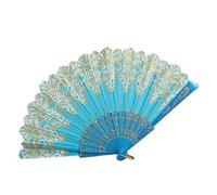 Abanico de mano plegable retro plegable ABS polvo dorado artesanía blanco boda fiesta baile paño de refrigeración de mano (amarillo claro)