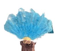 Abanico de mano plumas marabú avestruz, abanico plegable, varios estilos, accesorios for fiestas, escenario(Sky Blue,100CM 1PCS)
