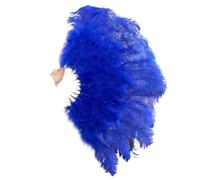 Abanico de mano plumas marabú avestruz, abanico plegable, varios estilos, accesorios for fiestas, escenario(Royal Blue,100CM 1PCS)