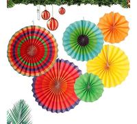 Abanico De Papel 6 Piezas Para Colgar,Set Decoración De Halloween,Decoración De Fiesta Con Pompones Papel,Sesión De Fotos Cumpleaños,Mardi Gras,Fiesta Mexicana,Halloween,Decoración Navideña(Colorido)