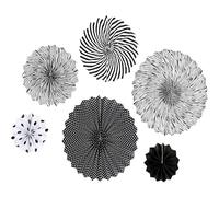 Abanico De Papel De 6 Piezas Para Colgar,Set Decoración De Halloween,Decoración De Fiesta Con Pompones Papel,Sesión De Fotos Cumpleaños,Mardi Gras,Fiesta Mexicana, Halloween,Decoración Navideña(Negro)