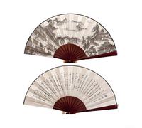 Abanico de pared chino, hecho a mano, de seda envejecida, de 10 pulgadas, elegante decoración oriental, regalo cultural, arte tradicional asiático, exhibición decorativa (4)