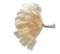 Abanico De Plumas 1/2 Piezas de Abanico Plumas Colores más 13 Huesos Plegable Accesorios for actuaciones en Escenario para Fiesta(48 Deep Beige,130CM 2PCS)