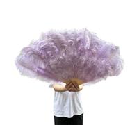 Abanico De Plumas 130CM 100CM White Big Ostrich Feather Fan Fluffy 13 Bone Handheld Carnival Dance Stage Performance Plumes(Light Purple,Small Fan 1PCS)