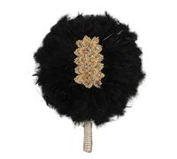 Abanico De Plumas A Wedding Fan, An Elegant and Stylish Handmade - For The Bride's Engagement, Banquet, Season(Black)