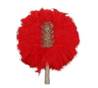 Abanico De Plumas A Wedding Fan, An Elegant and Stylish Handmade - For The Bride's Engagement, Banquet, Season(Red)