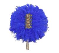 Abanico De Plumas A Wedding Fan, An Elegant and Stylish Handmade - For The Bride's Engagement, Banquet, Season(Blue)