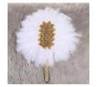 Abanico De Plumas A Wedding Fan, An Elegant and Stylish Handmade - For The Bride's Engagement, Banquet, Season(White)