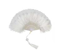 abanico de plumas, Abanico de mano plumas marabú avestruz, abanico plegable, abanicos Vintage, borlas encaje, regalo artesanal(White Lace)