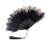 abanico de plumas, Abanico de mano plumas marabú avestruz, abanico plegable, abanicos Vintage, borlas encaje, regalo artesanal(Rose Red)