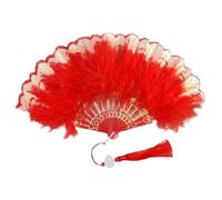 abanico de plumas, Abanico de mano plumas marabú avestruz, abanico plegable, abanicos Vintage, borlas encaje, regalo artesanal(Pink)