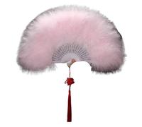 abanico de plumas, Abanico de mano plumas marabú avestruz, regalo artesanal arte abanico plegable(Color 11)