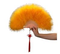 abanico de plumas, Abanico de mano plumas marabú avestruz, regalo artesanal arte abanico plegable(Color 16)