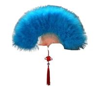 abanico de plumas, Abanico de mano plumas marabú avestruz, regalo artesanal arte abanico plegable(Color 12)