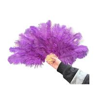 Abanico De Plumas Abanico de Plumas Blanco y Negro Esponjoso, 70cm x 40cm, Abanico Plegable Mano for Fiesta, espectáculo Danza, Accesorios DIY for actuaciones para Bailar(Purple,2 PCS 70cmx40cm)
