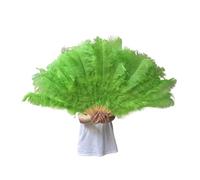Abanico De Plumas Abanicos de Plumas Colores 90 cm, abanicos Plegables Mano 13 Huesos for Carnaval, Bodas, Fiestas, escenarios, Bailes, decoración, artesanía para Fiesta(Green,Right Fan 1PCS)