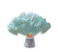 Abanico De Plumas Abanicos de Plumas Grandes, 13 Barras, Abanico Plegable con for Carnaval, Fiesta, Festival, ópera, Accesorios decoración para Fiesta(Light Blue,1 PCS)