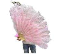 Abanico De Plumas Abanicos Grandes de 13 Plumas Hueso, 100CM, 130CM, Rosa roja, Abanico Mano for Fiesta Boda, Accesorios for actuación en Escenario para Bailar(Light Pink,Left Hand 100CM)
