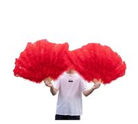 Abanico de plumas avestruz rojo grande 13 huesos, 130 cm, for fiestas, bailes, espectáculos, accesorios, abanicos, manualidades, plegables para boda, regalo, fiesta, carnaval, disfraz(Red,Big fan 1PC)