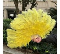 Abanico de plumas de avestruz color caqui, 70/100/130 cm, abanicos de plumas naturales y esponjosos de mano para mujeres, danza del vientre, bodas, carnavales, accesorios de escenario - 70 cm_e-130