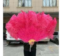 Abanico de plumas de avestruz, nuevo, hecho a mano, 100 x 60 cm, ideal para bodas, fiestas, bailes, cumpleaños, celebraciones, color rojo, un par (dos).