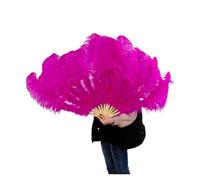 Abanico De Plumas Grandes Retro 2 Tamaños, Abanicos Del Baile Rojo, Accesorios Espectáculo For Escenario Boda, Decoración Con Marabú Mano, 13 Huesos para Danza y Decoración(Rose Red,100CM 1PCS)