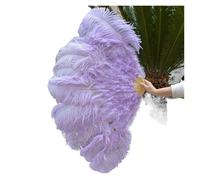 Abanico De Plumas Grandes Retro 2 Tamaños, Abanicos Del Baile Rojo, Accesorios Espectáculo For Escenario Boda, Decoración Con Marabú Mano, 13 Huesos para Danza y Decoración(Light Purple,100CM 1PCS)